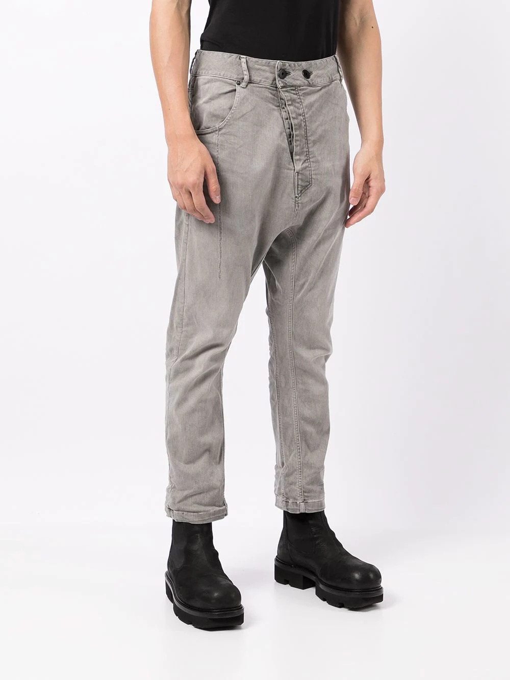 drop-crotch tapered jeans - 3