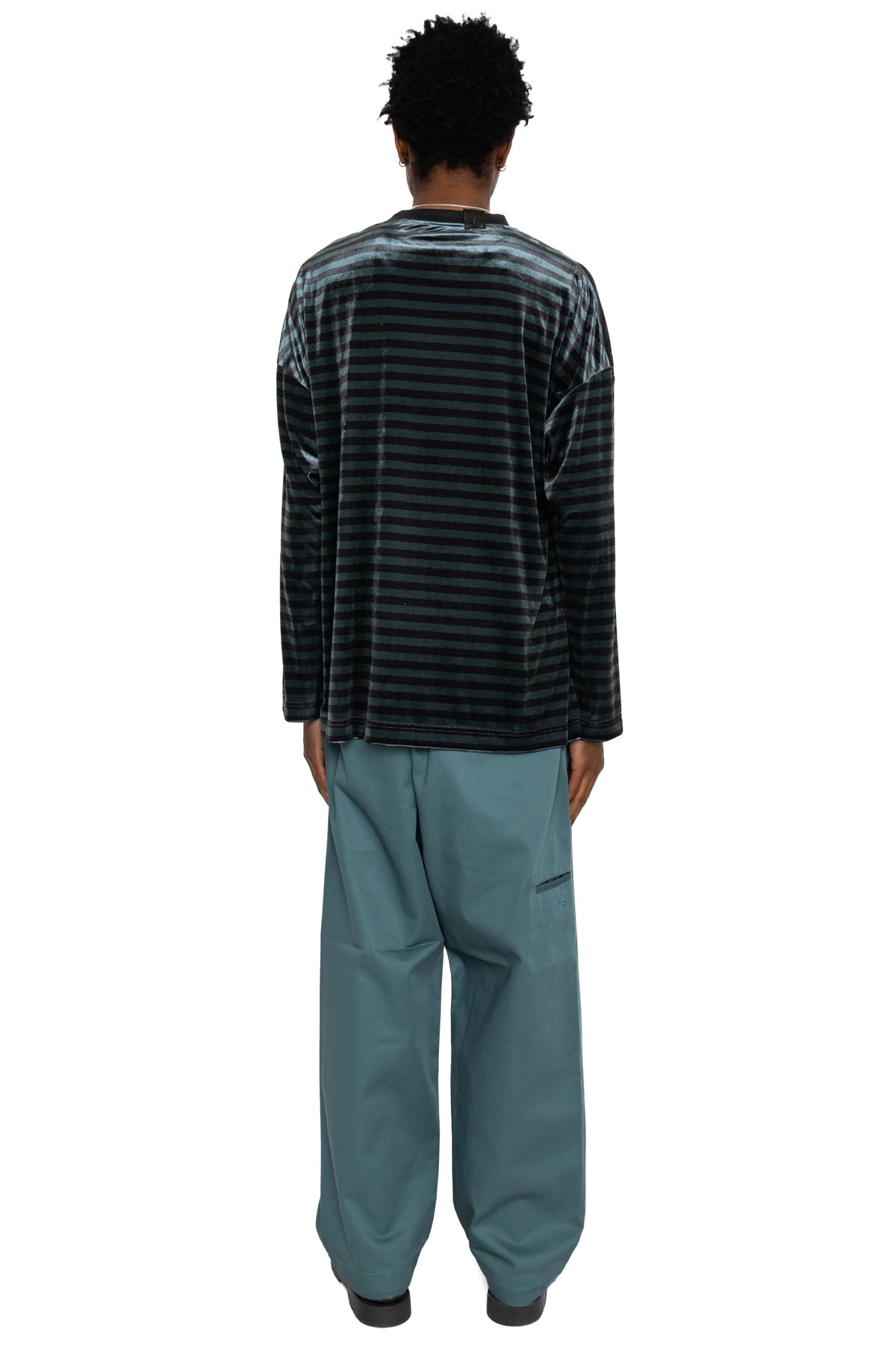 Crewneck Long Sleeve Velvet - Black Stripe - 4