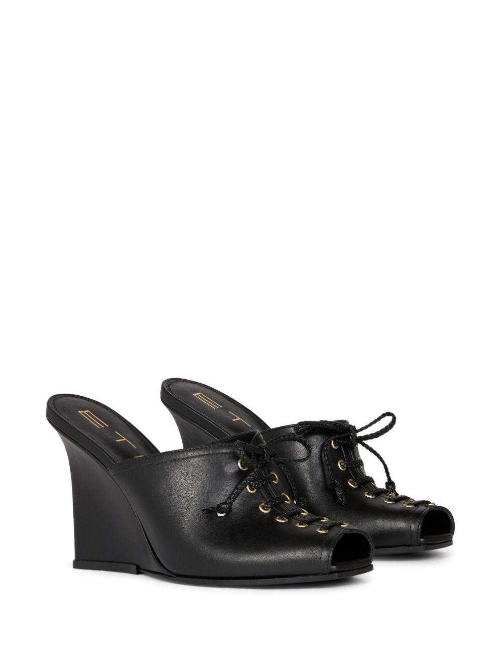 lace-up leather mules - 2