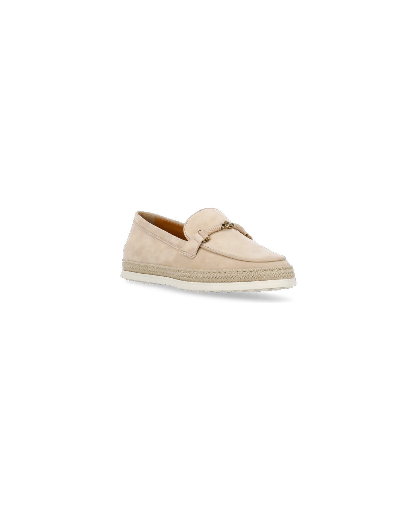 Suede Loafers With Metal Chain Detail - 3