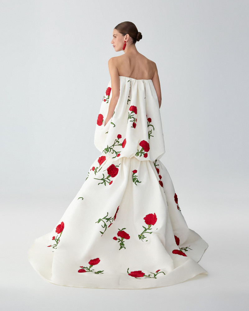 Carnation-Embroidered Bubble Gown 3