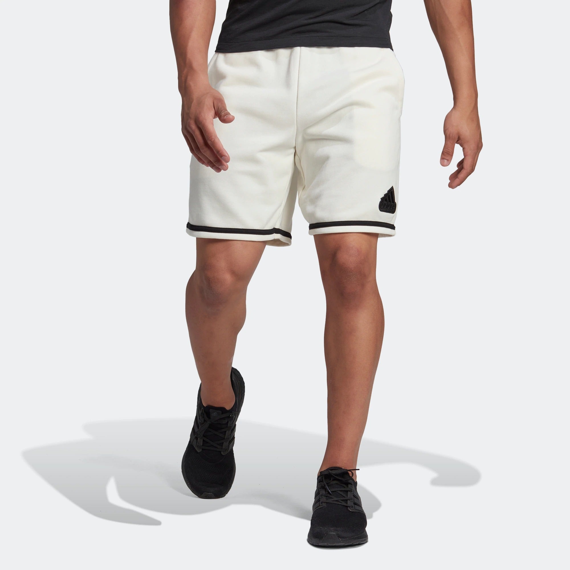 adidas U SHO Logo Label Elastic Waistband Straight Shorts White HY5517 - 4