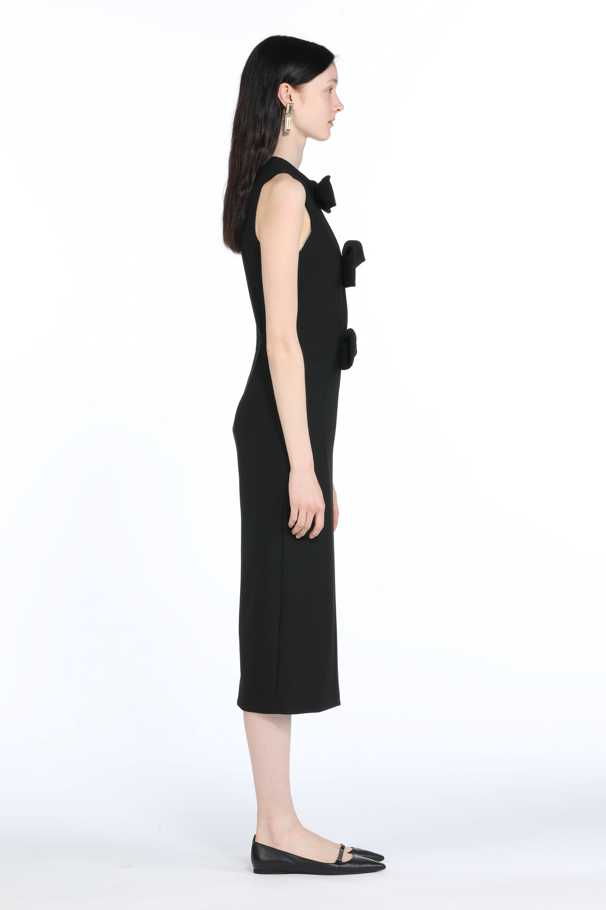 BOW-DETAIL MIDI DRESS - 3