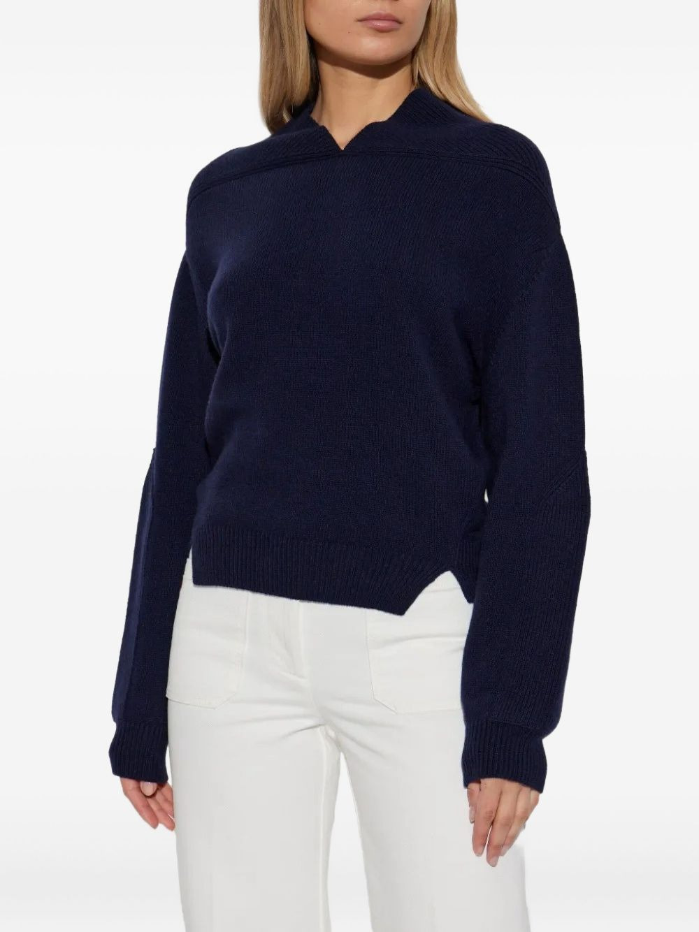 high-neck split-hem sweater - 3