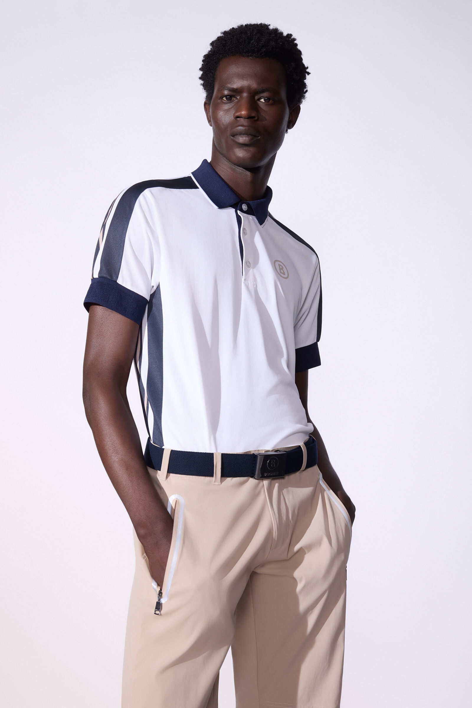 Claudius Functional polo shirt in White/Navy blue - 7
