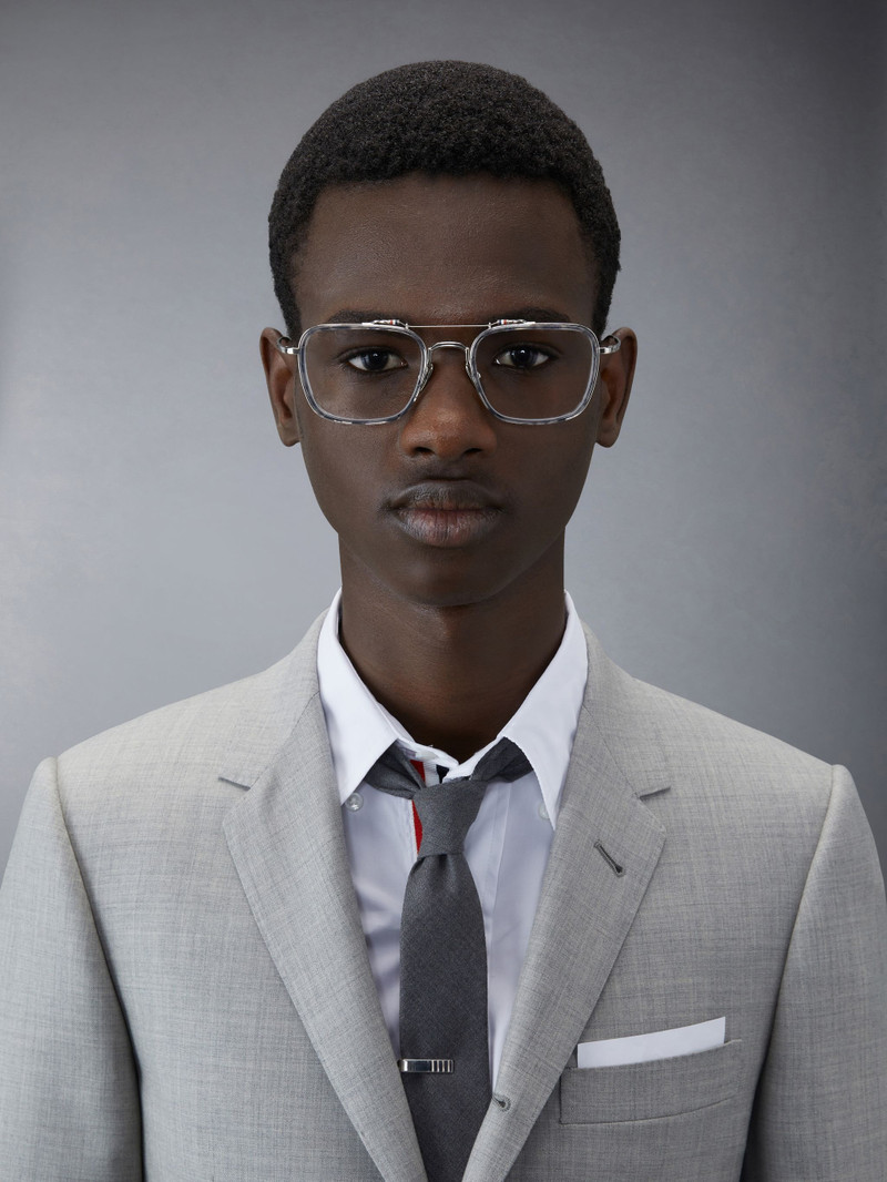 Thom Browne Acetate And Titanium Rectangular Aviator Eyeglasses outlook