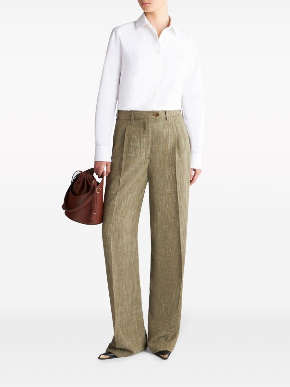 slub-texture wide-leg trousers - 2