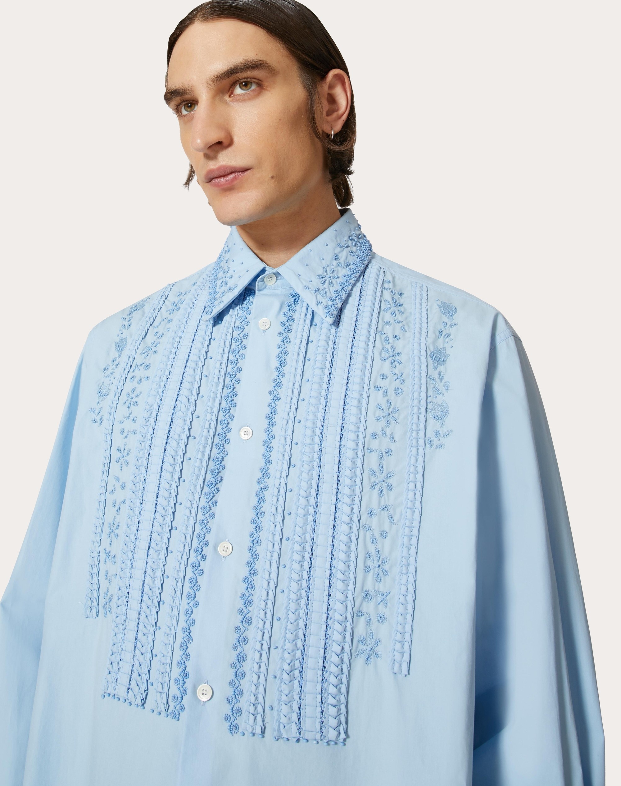 COTTON SHIRT WITH EMBROIDERED BIB - 5
