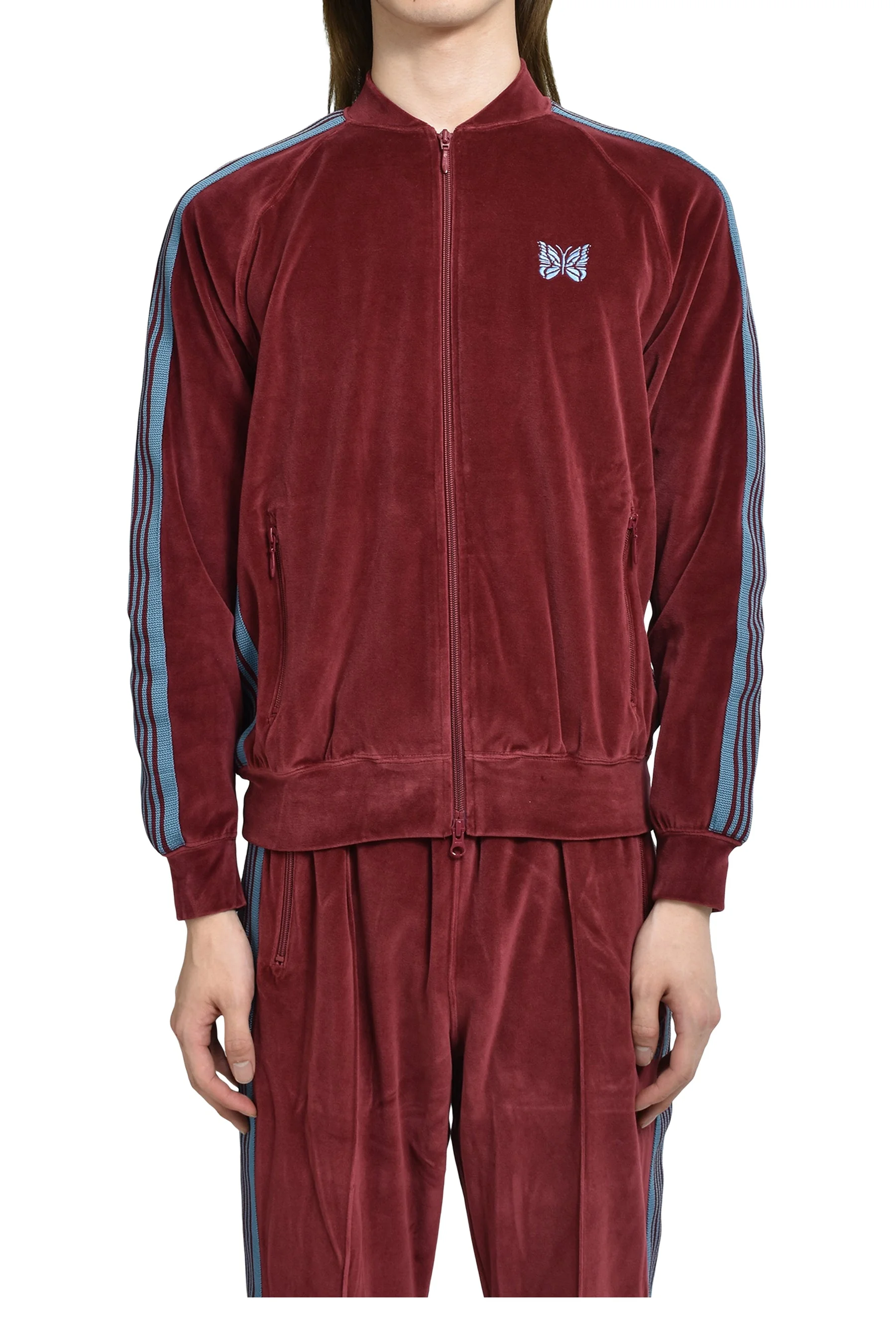 RIB COLLAR TRACK JACKET - C/PE VELOUR / BUR - 1