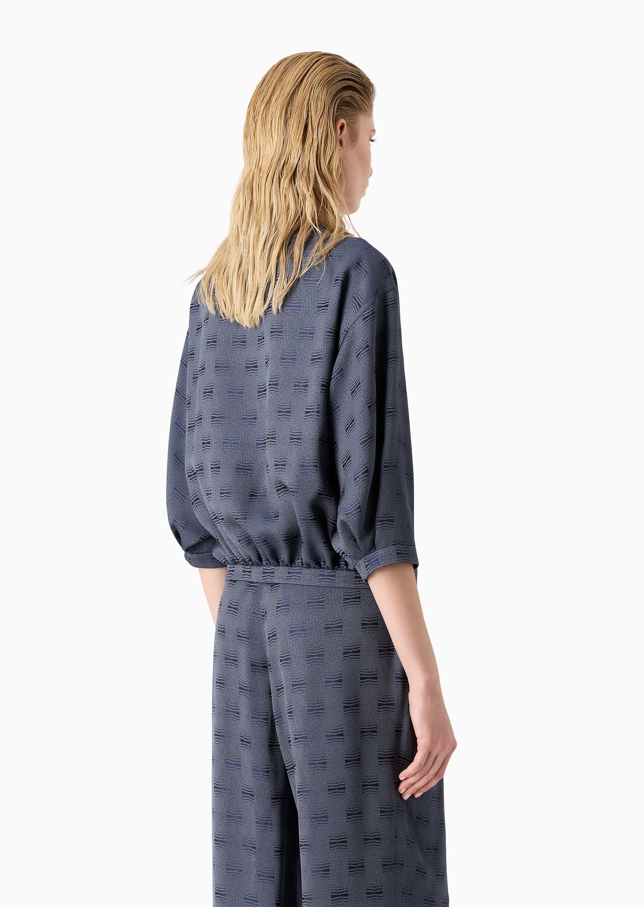 Jacquard viscose zip-up shirt - 3