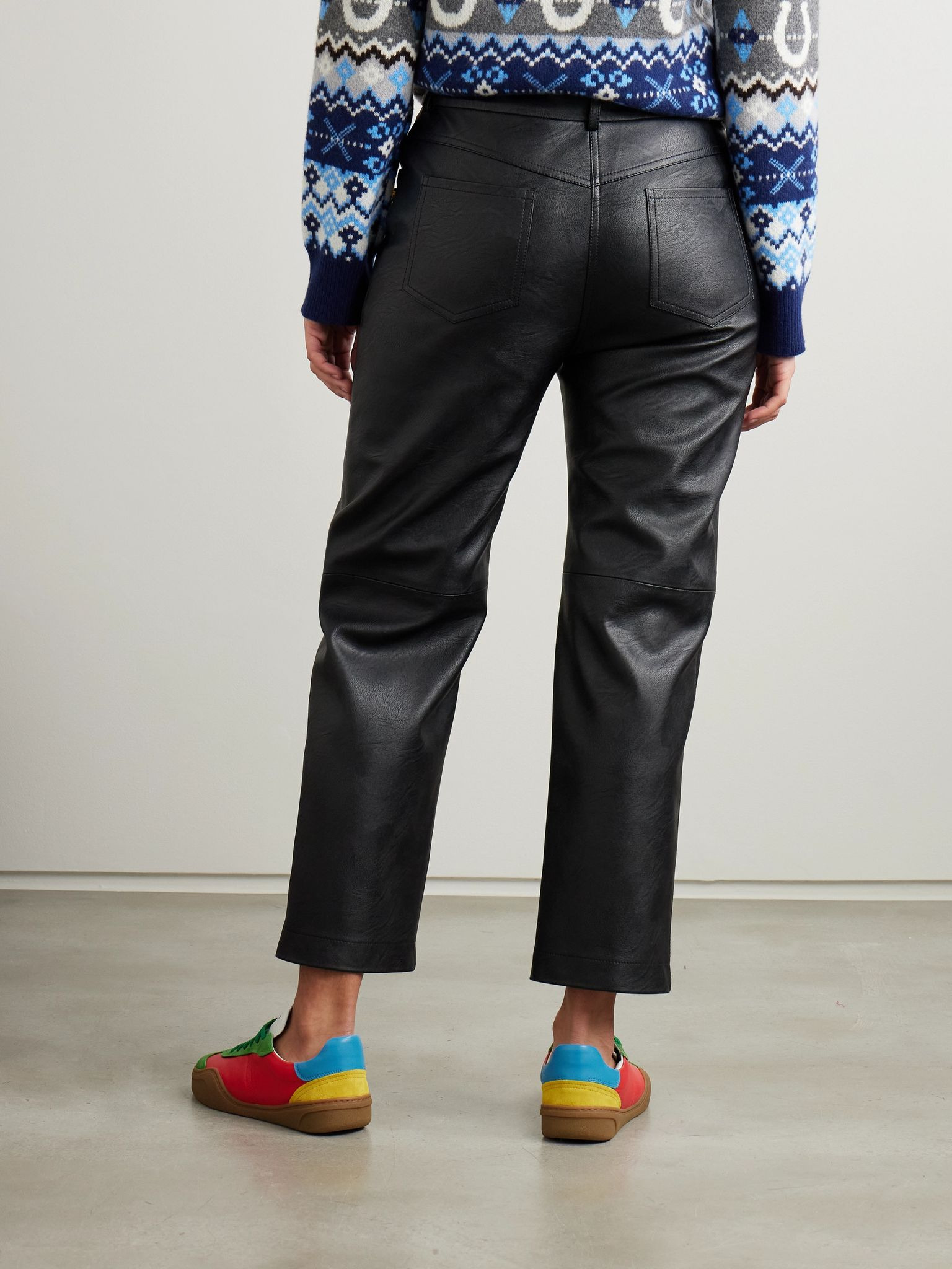 + NET SUSTAIN vegetarian leather straight-leg pants Black - 4
