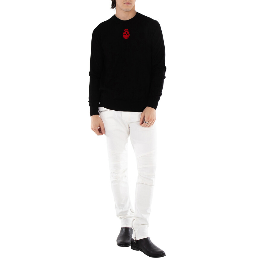 Alexander Mcqueen Men's Black Inverted Skull-Embroidered Sweater - 6