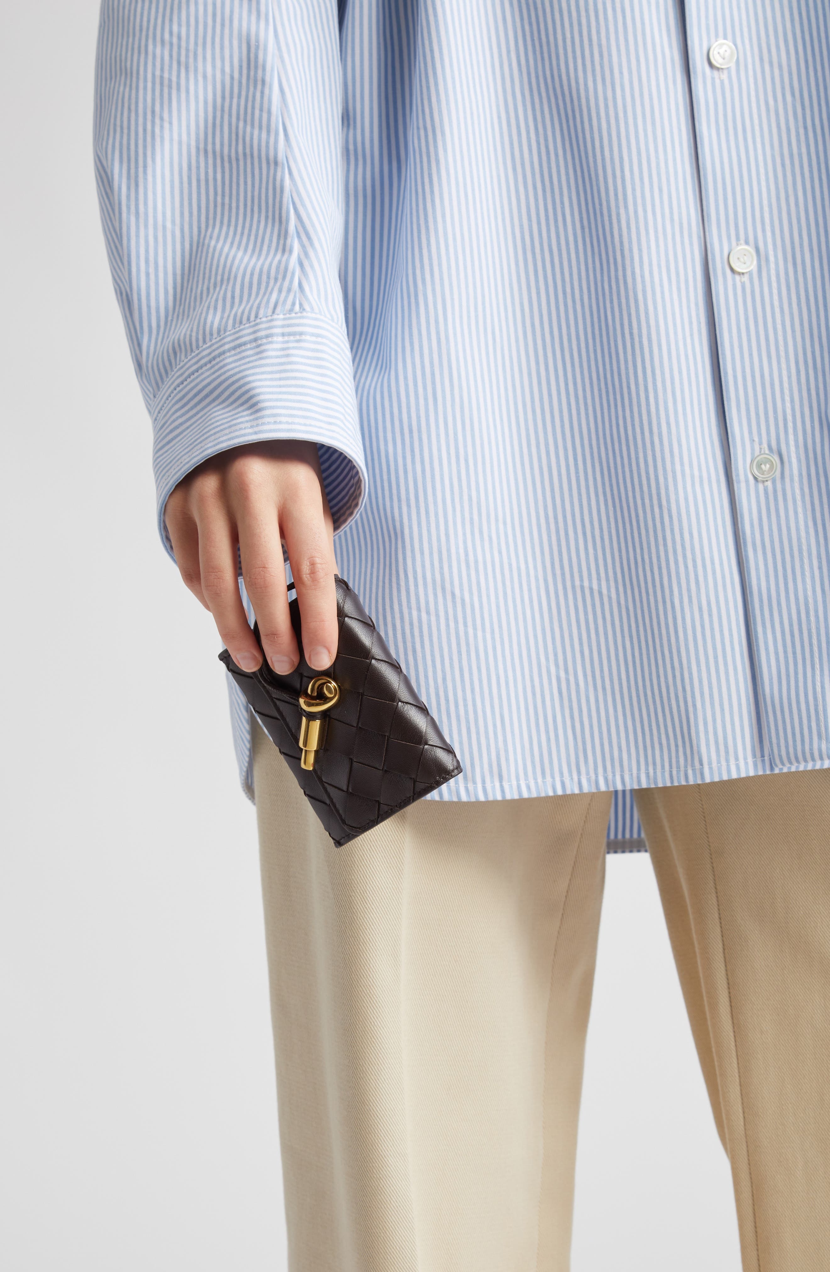 Andiamo Intrecciato Leather Envelope Card Case - 3