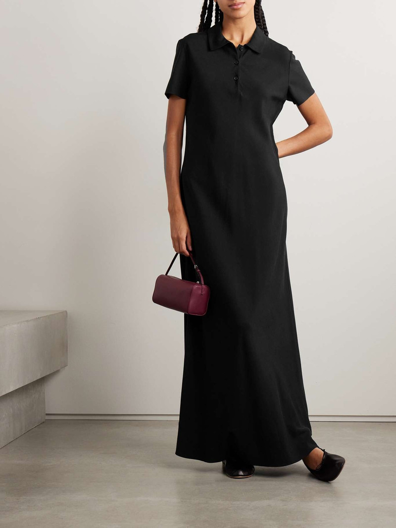 The Row Valenit cotton and silk-blend jersey maxi shirt dress Black outlook