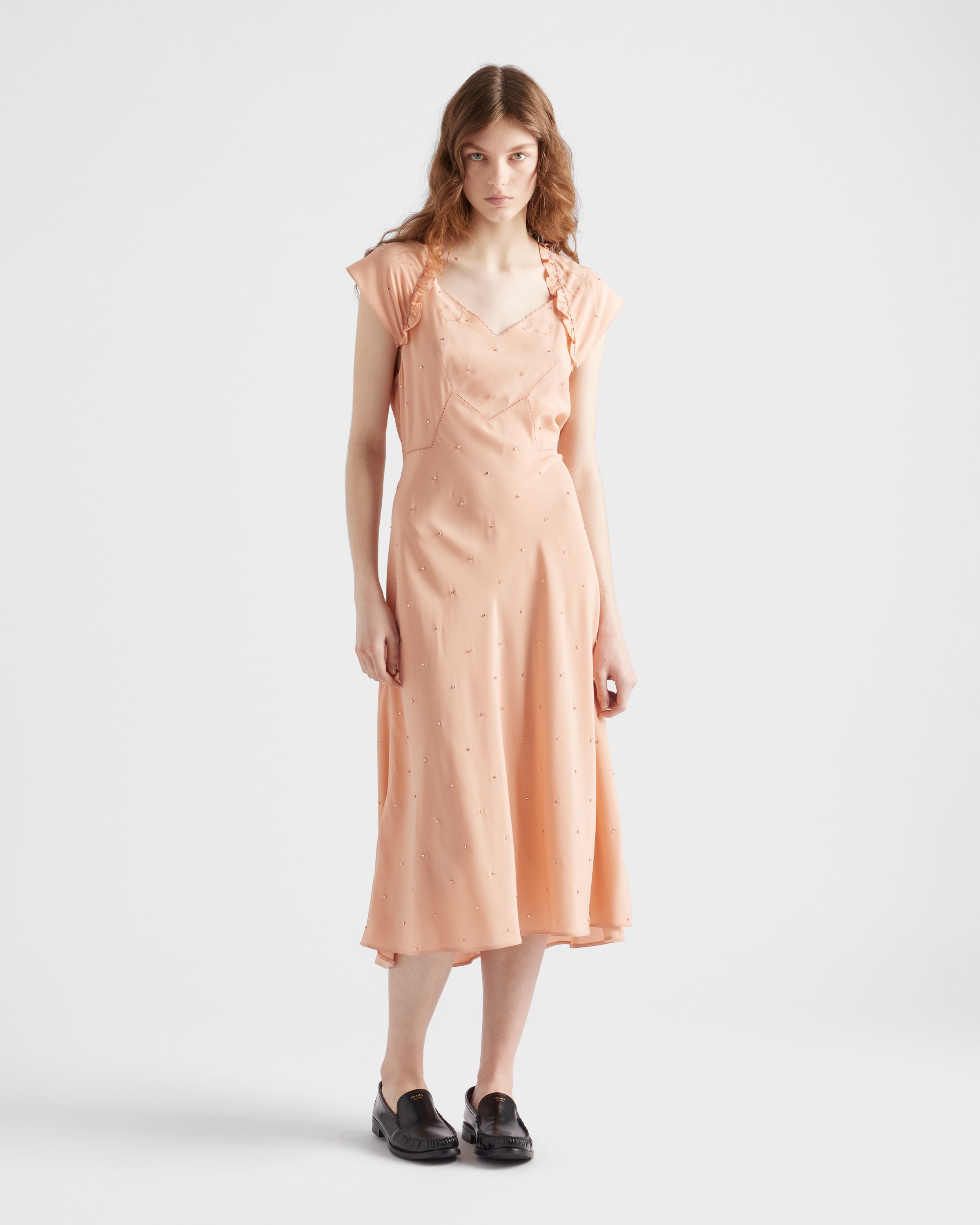 Embroidered vintage-look habutai silk dress - 2