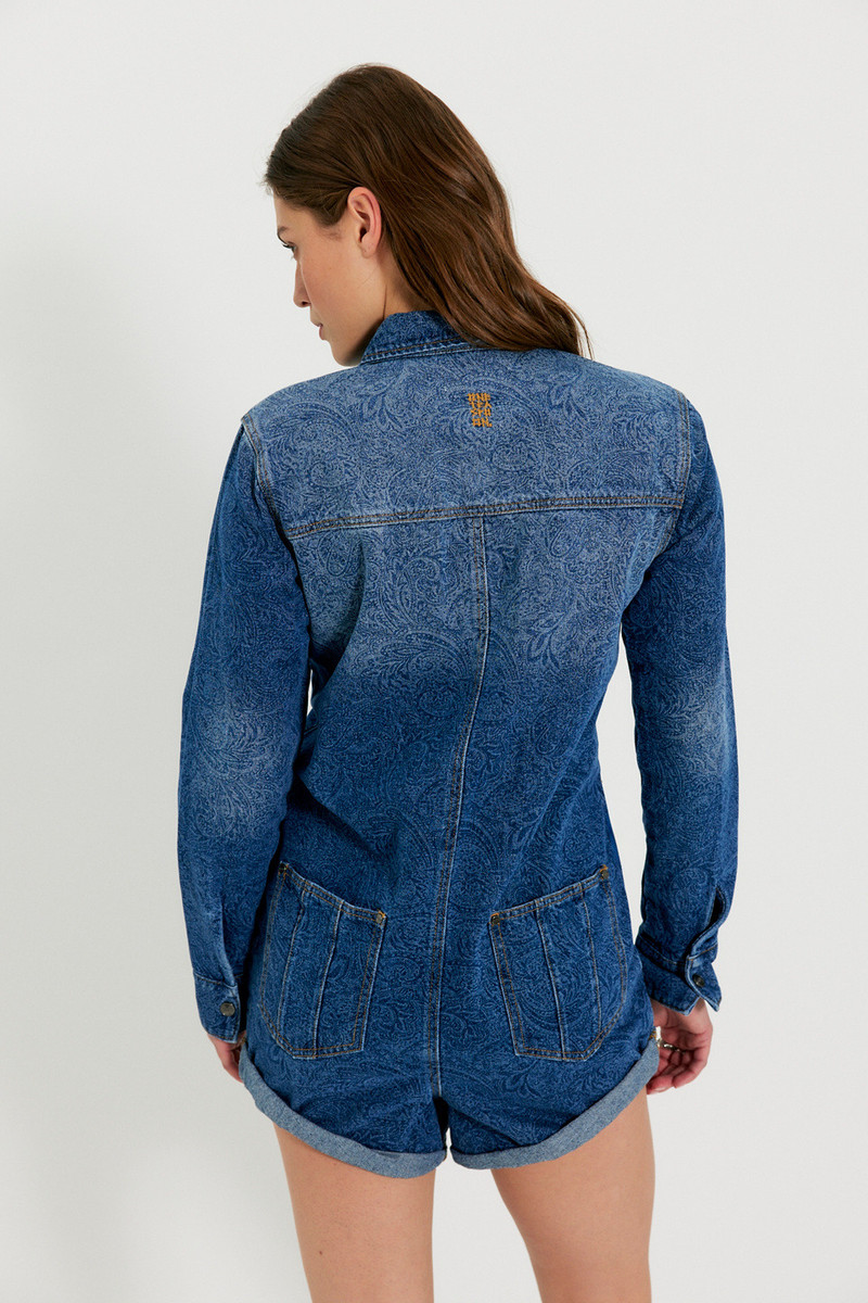 ONE TEASPOON OneTeaspoon Prophecy Printed Denim Romper outlook