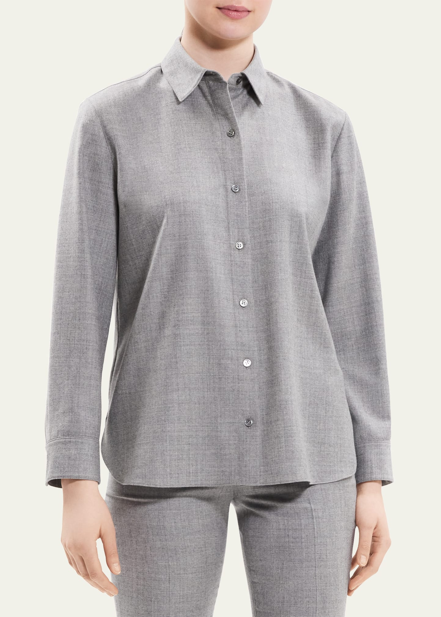 Classic Cotton Flannel Button-Front Shirt - 5