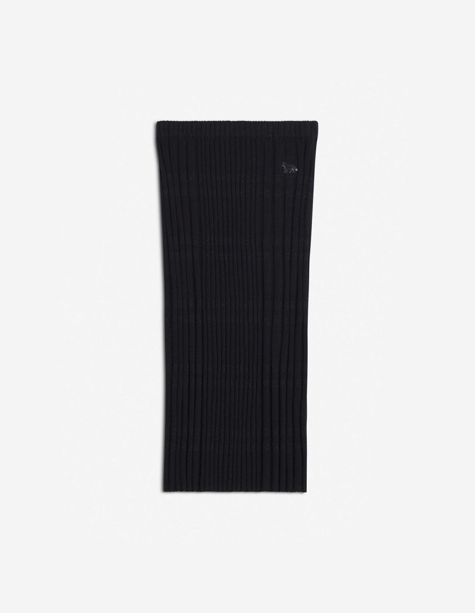 FESTIVE PROFILE FOX PATCH STRIPES RIBBED SKIRT - 1