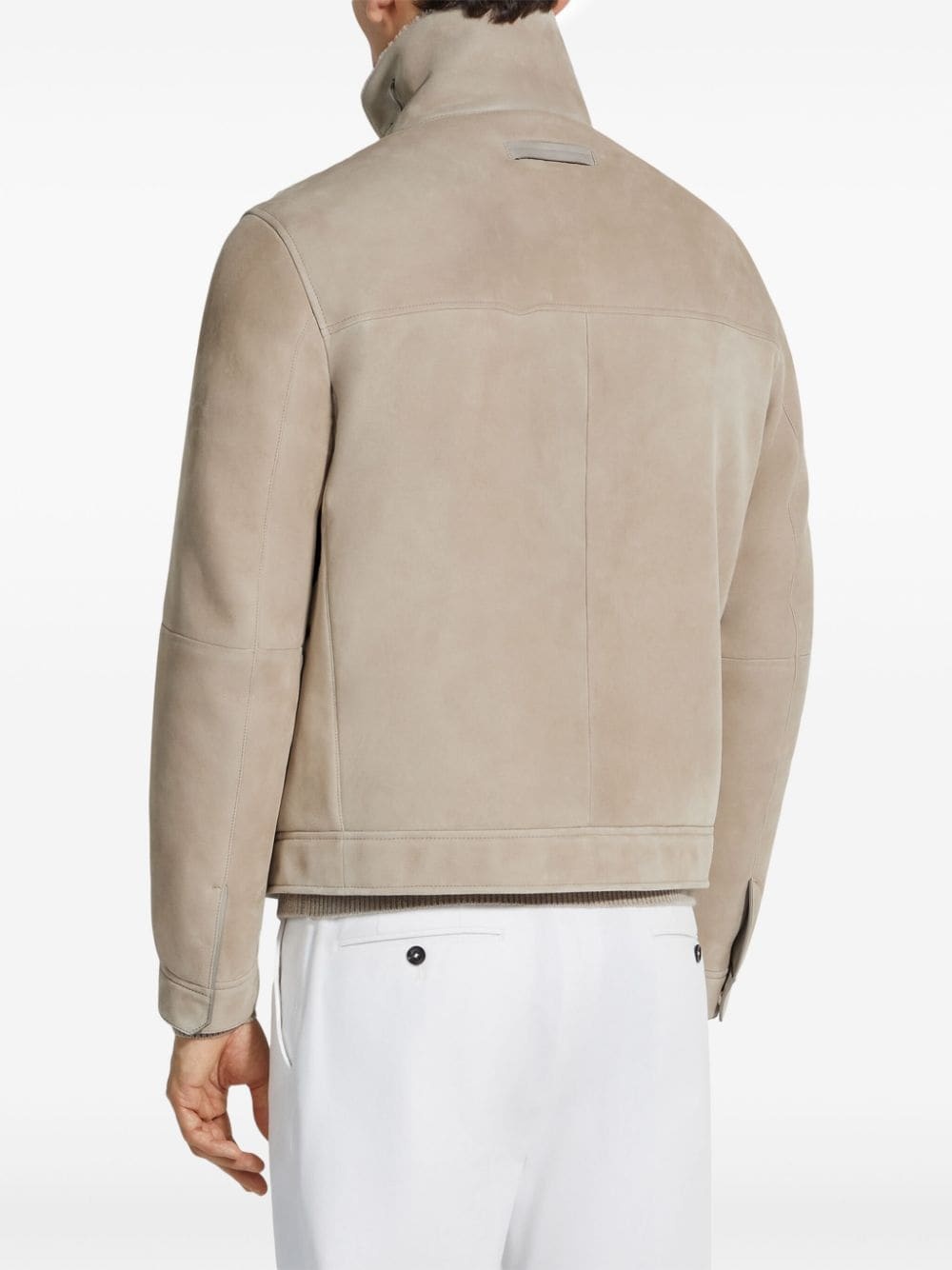 shearling-collar suede jacket - 4