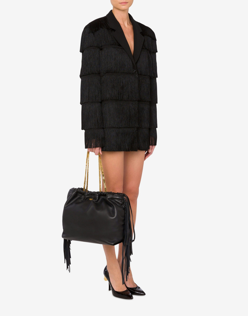 Moschino MINI LETTERING SHOPPER WITH FRINGES outlook