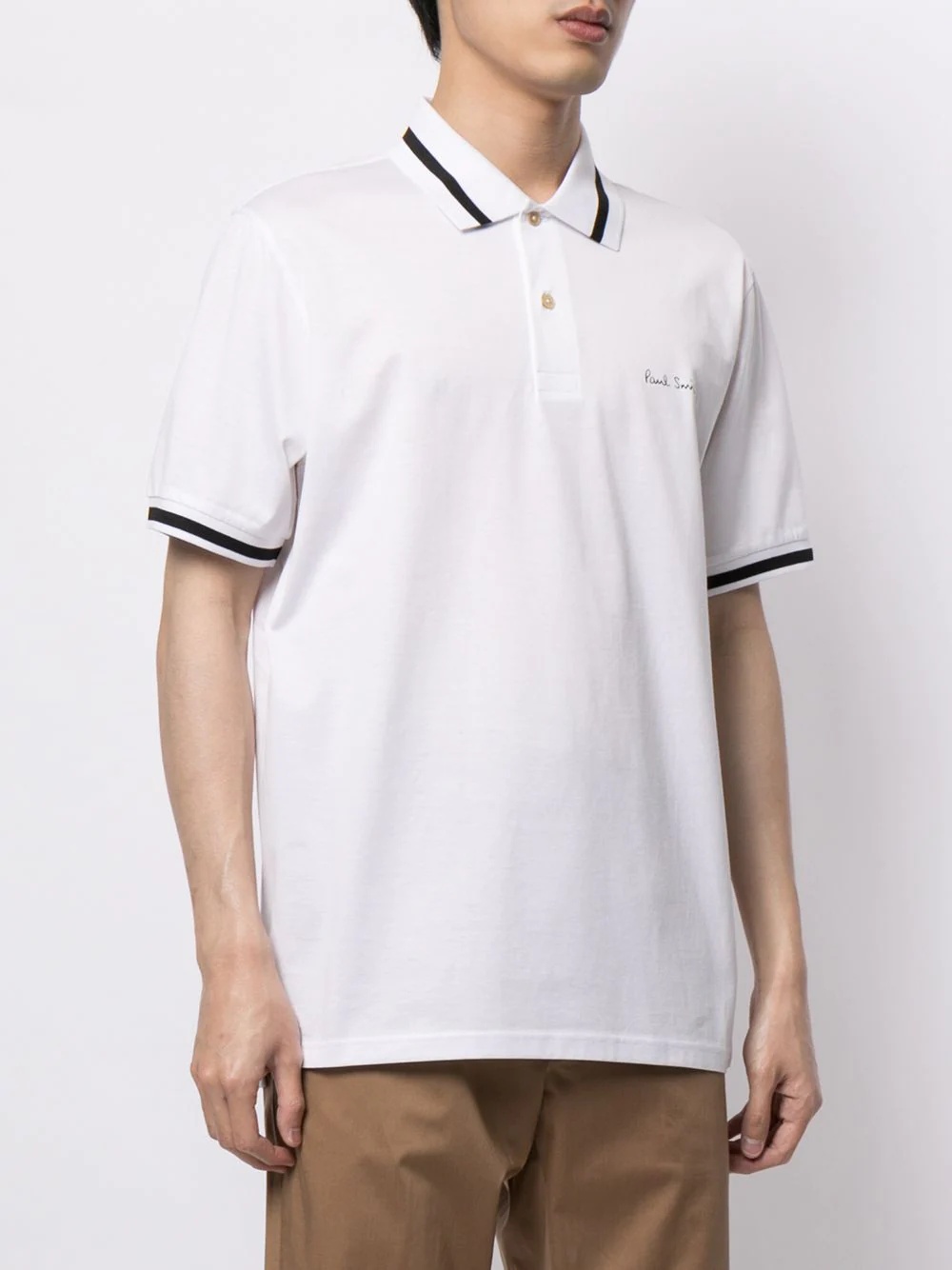 contrasting-trim cotton polo shirt - 3