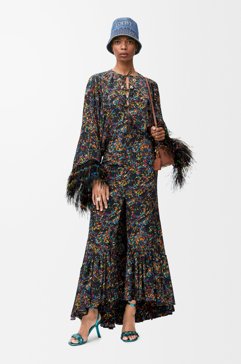 Loewe Feather dress in viscose and silk outlook