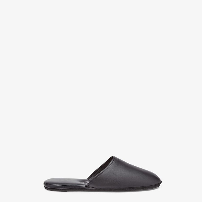 Black nappa leather mules 1