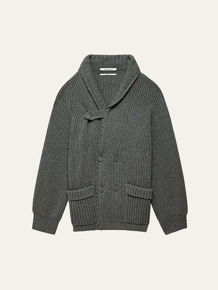 Ribbed Cashmere Wool Varsity Cardigan - 1