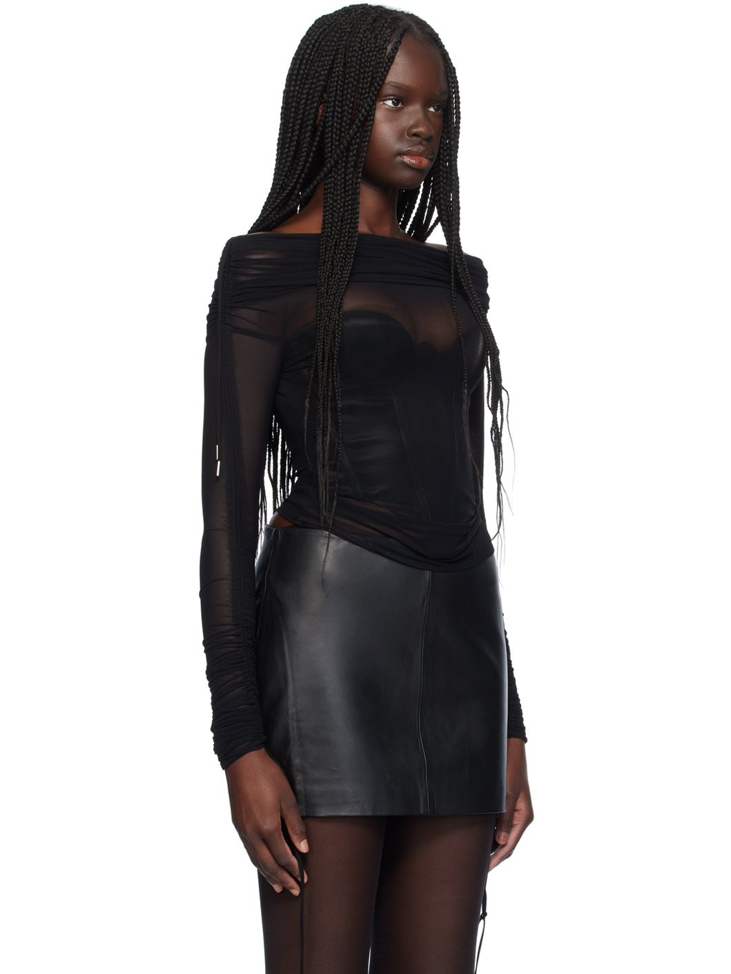 SSENSE Exclusive Black Off-The-Shoulder Long Sleeve T-Shirt - 2