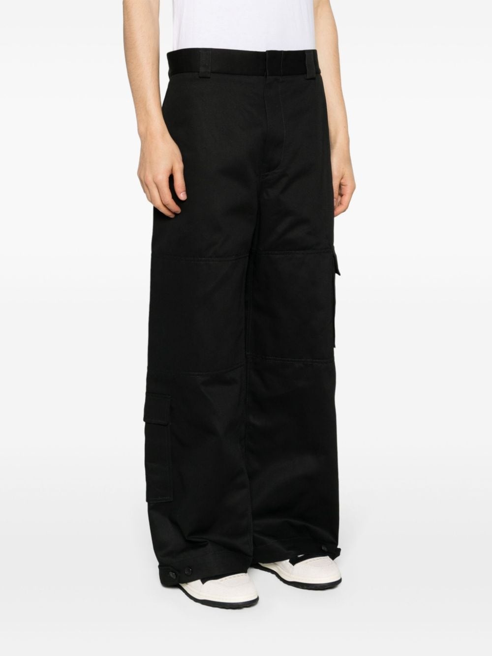 logo-patch cotton cargo trousers - 3