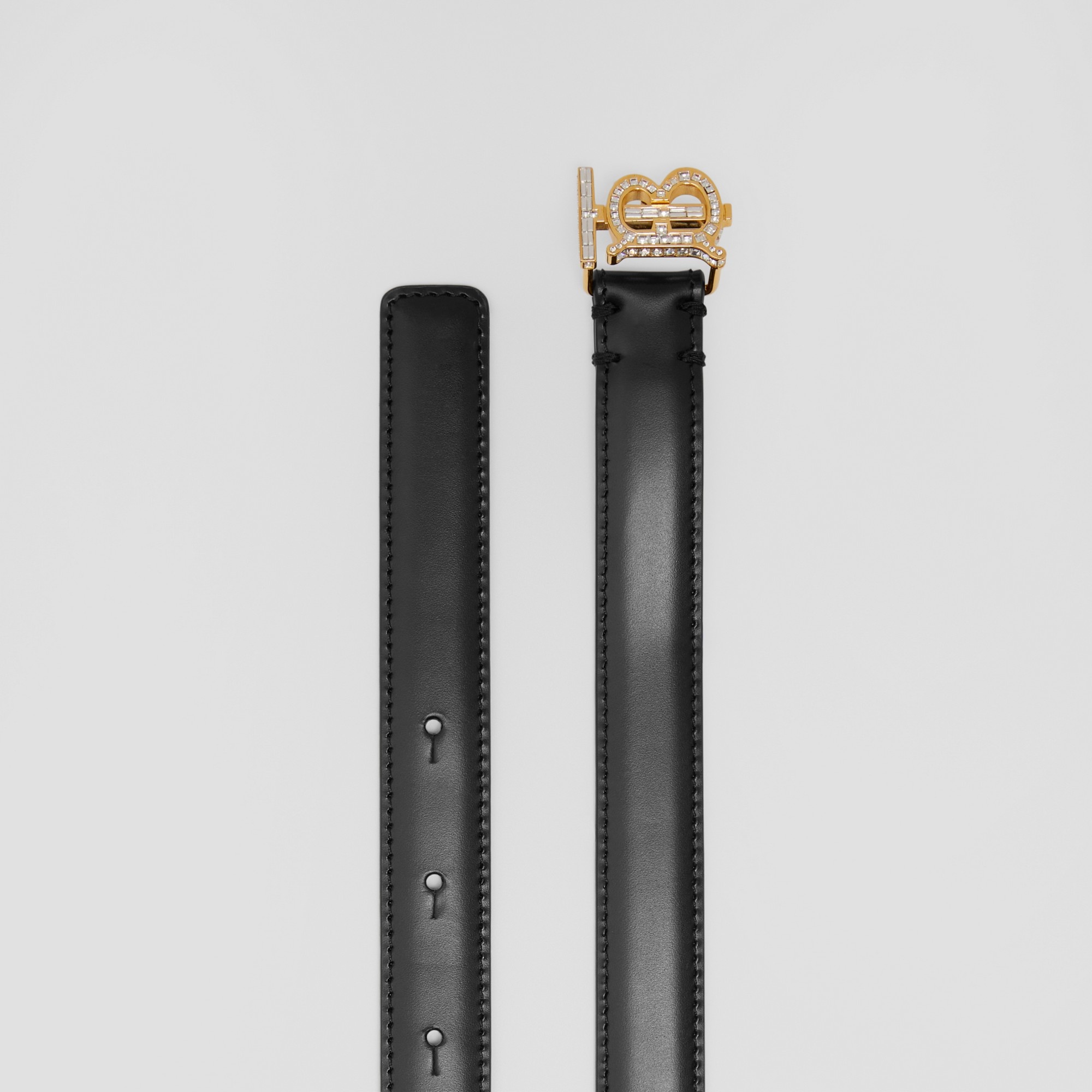 Crystal Monogram Motif Leather TB Belt - 3