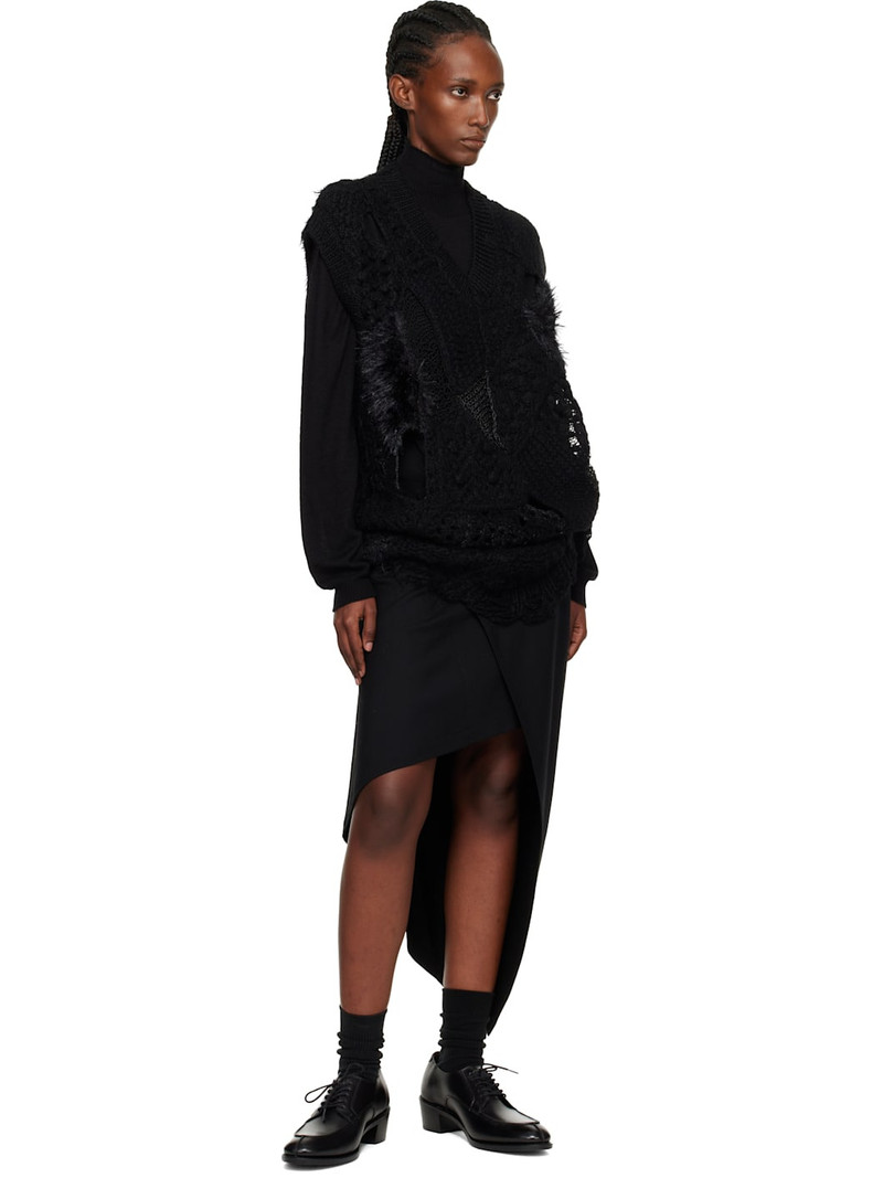 Junya Watanabe Black Draped Wool Midi Skirt outlook