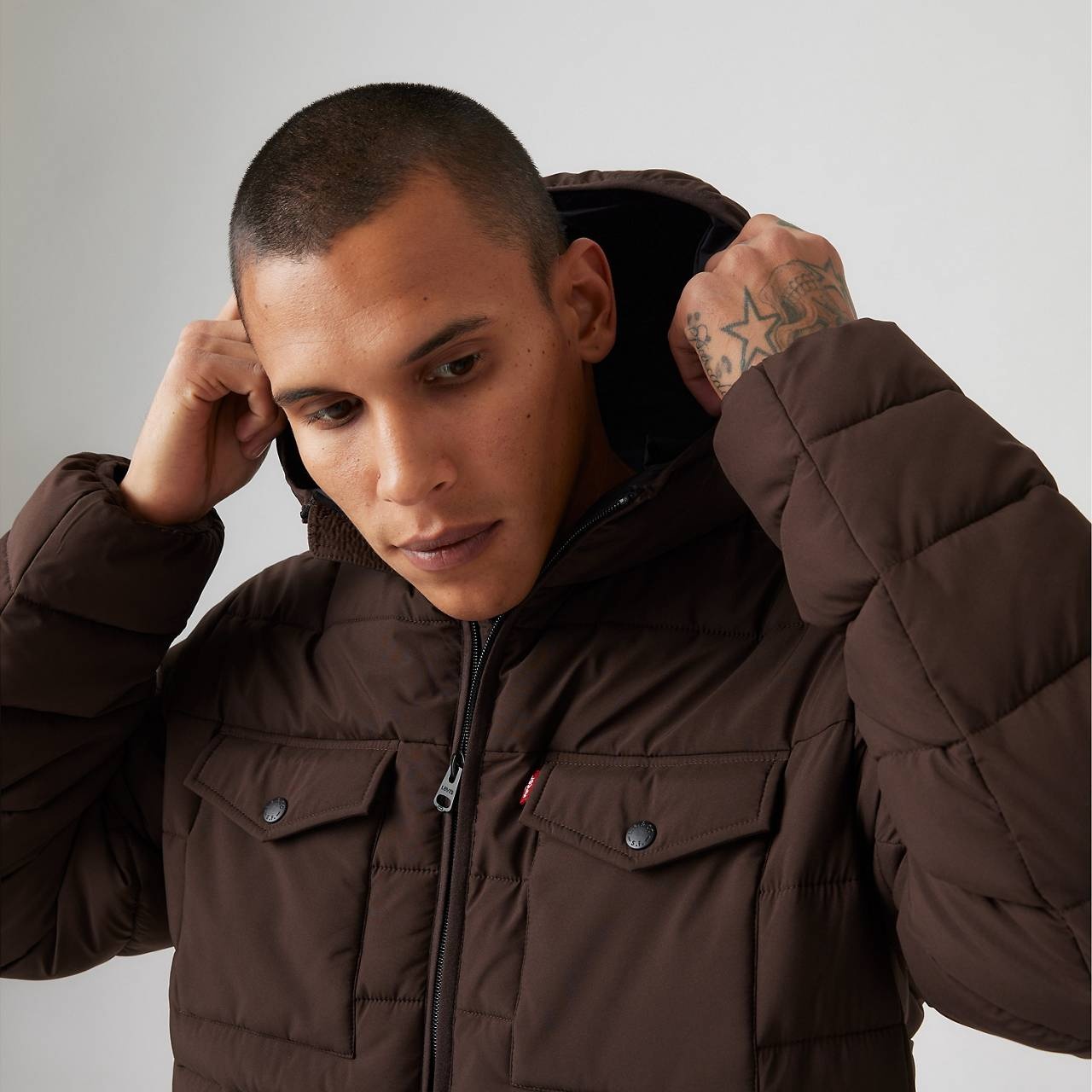 HOODED 2 CHEST POCKET PUFFER JACKET - 5