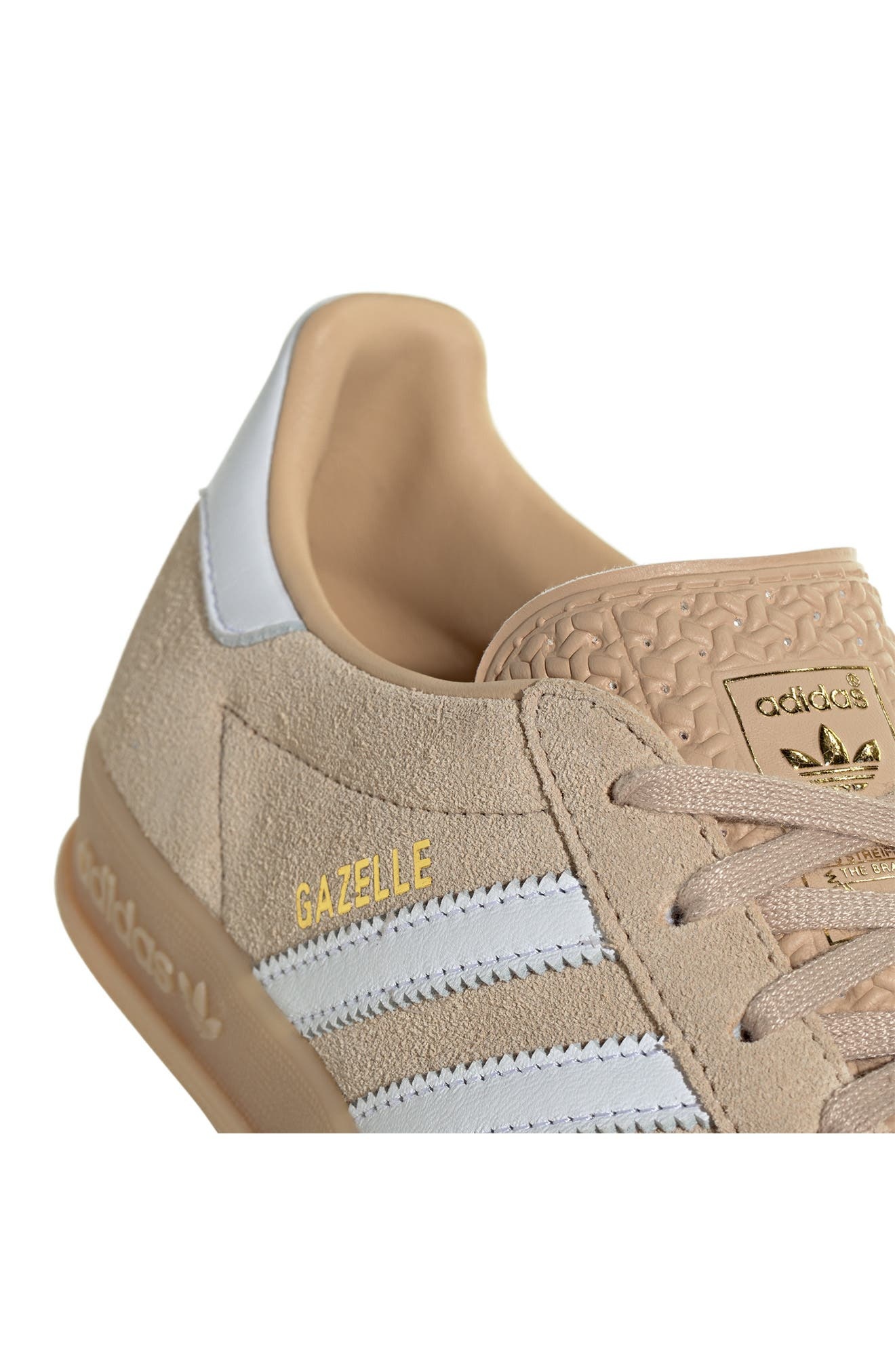 adidas Gazelle Indoor Sneaker in Magic Beige/White/Gum at Nordstrom - 7