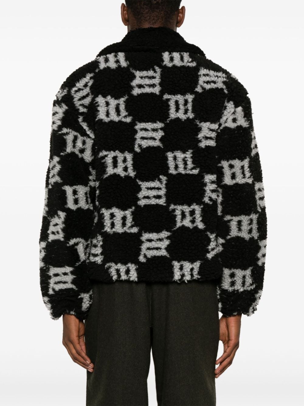 monogram-pattern faux-shearling jacket - 4