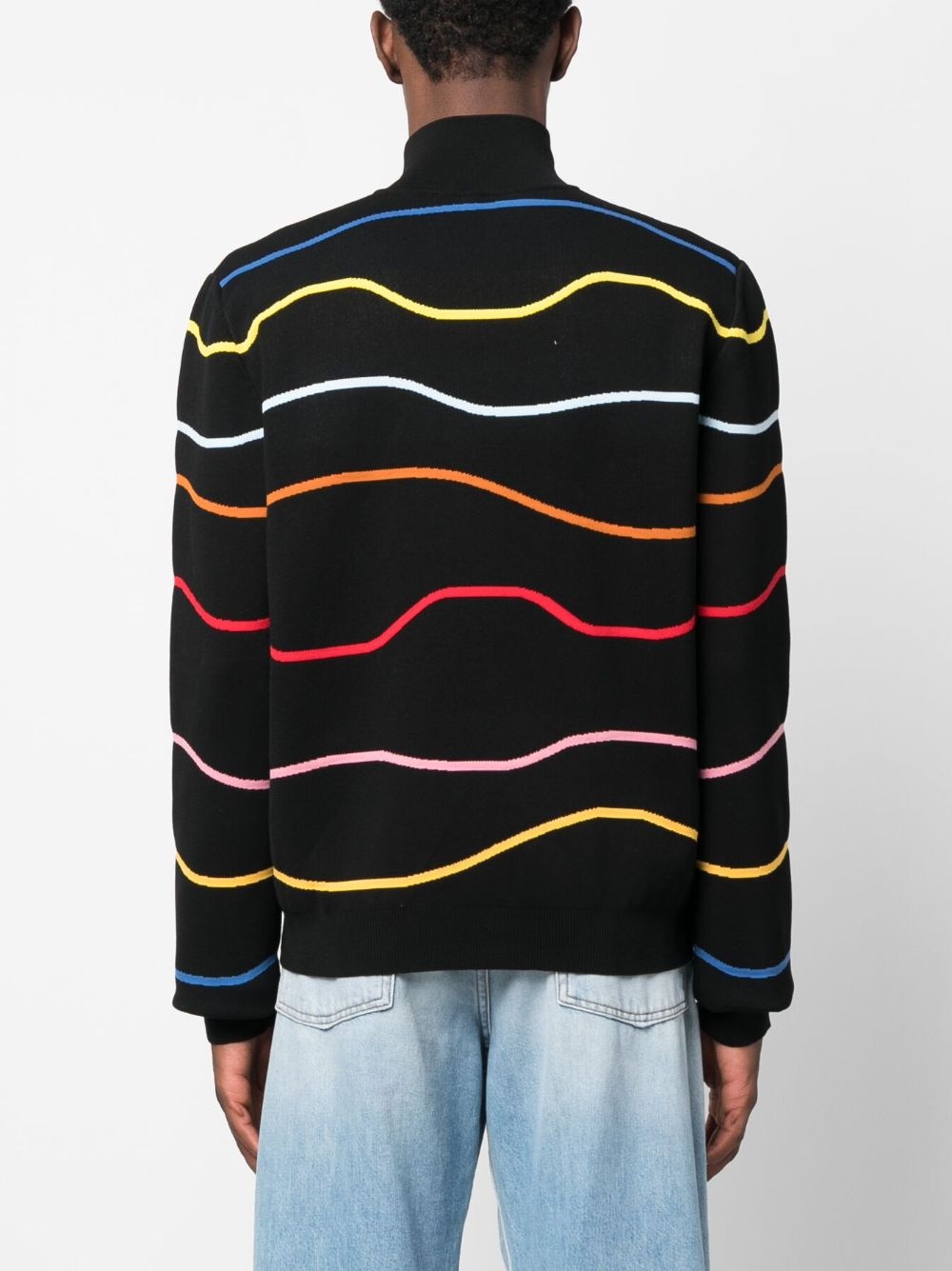 stripe-pattern cotton cardigan - 4