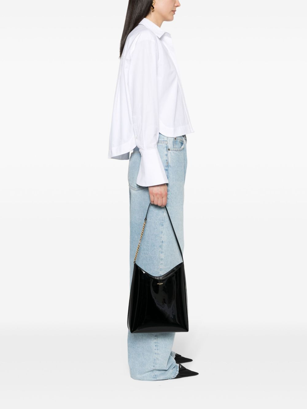 Saint Laurent Women Rendez-Vous Patent Leather Hobo Bag - 5
