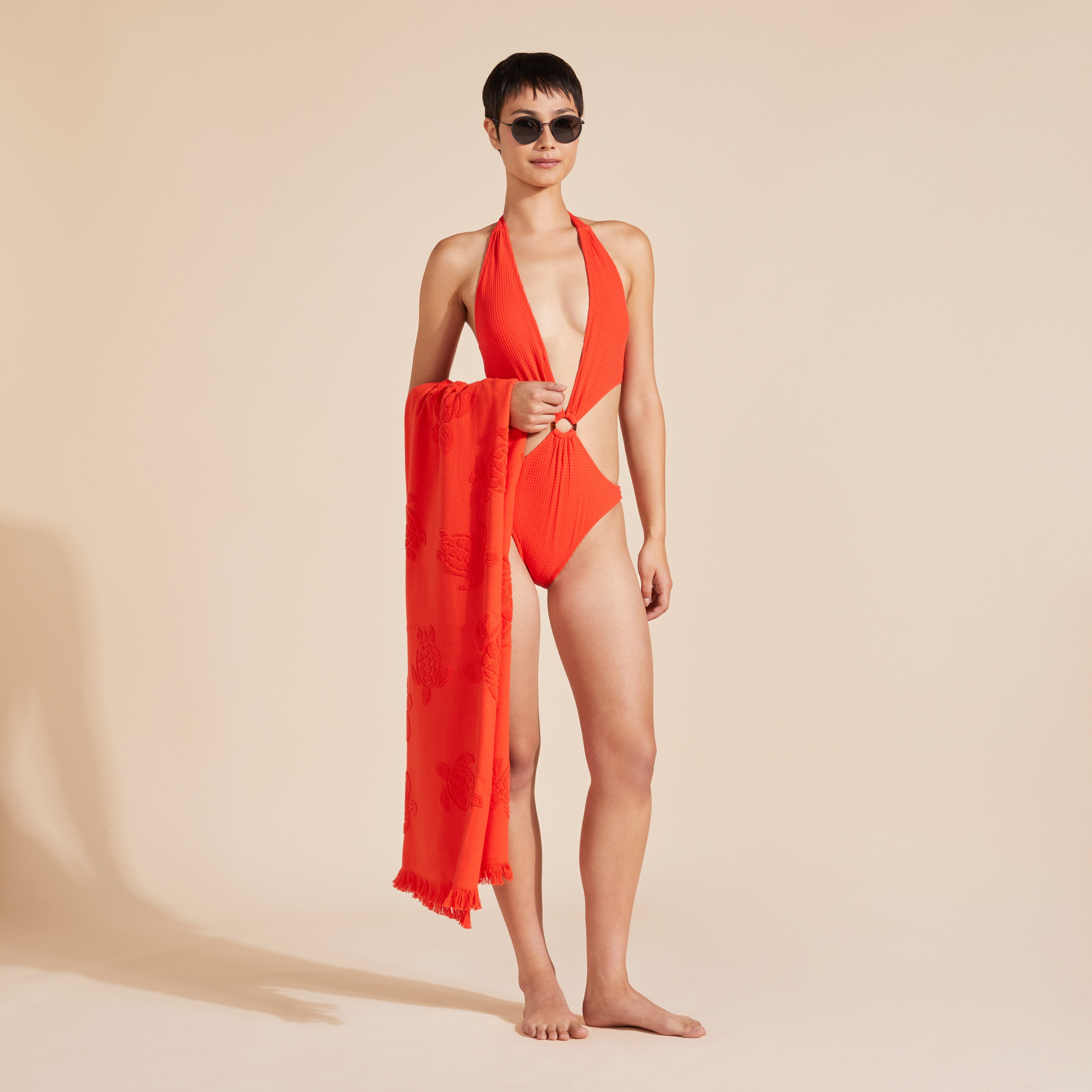 Women Trikini One-piece Swimsuit Jacquard Vichy - 5