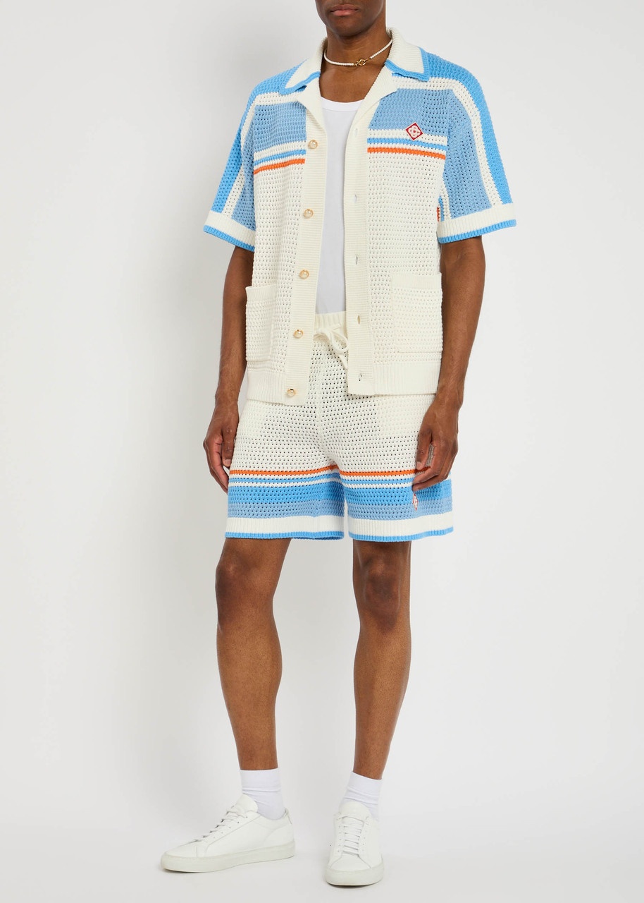 Casablanca Striped-crochet Cotton Shirt - 4