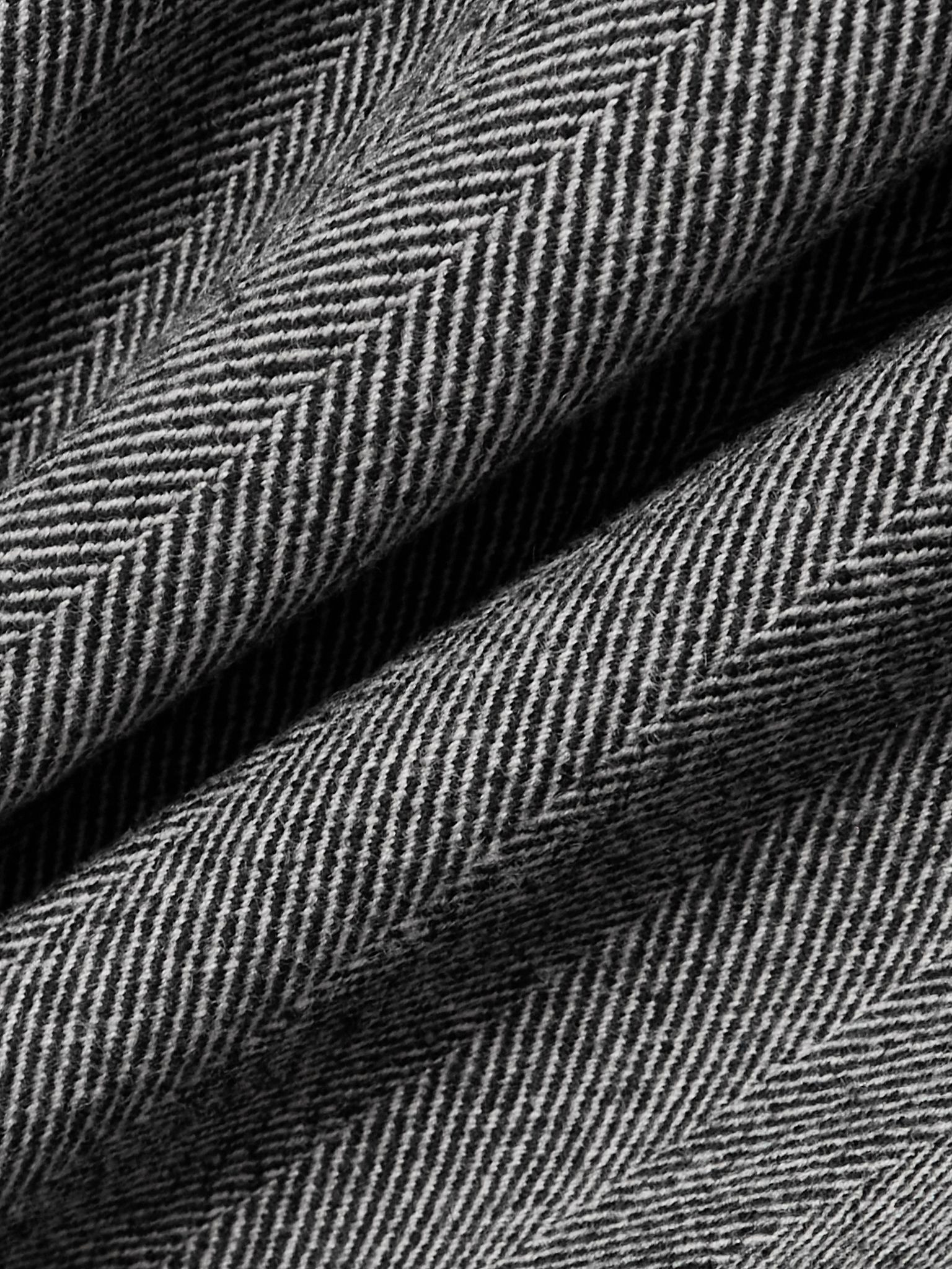 Striped herringbone wool-blend dress Gray - 6