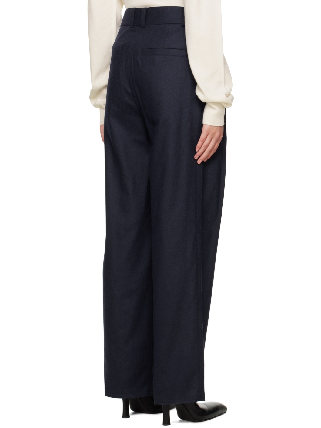 Navy Wide-Leg Trousers - 3