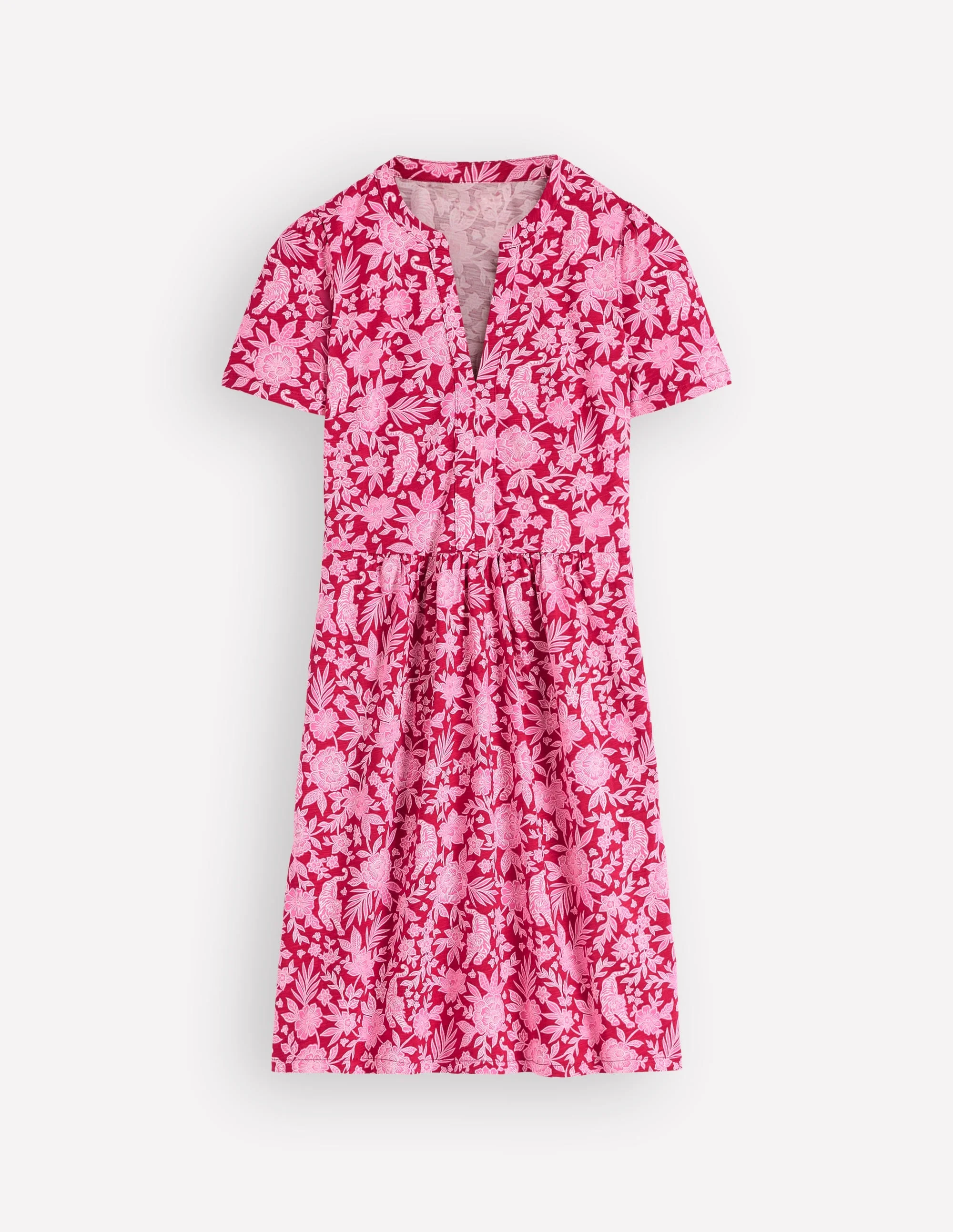 Naomi Short Jersey Dress-Pomegranate, Tigers Paradise - 1