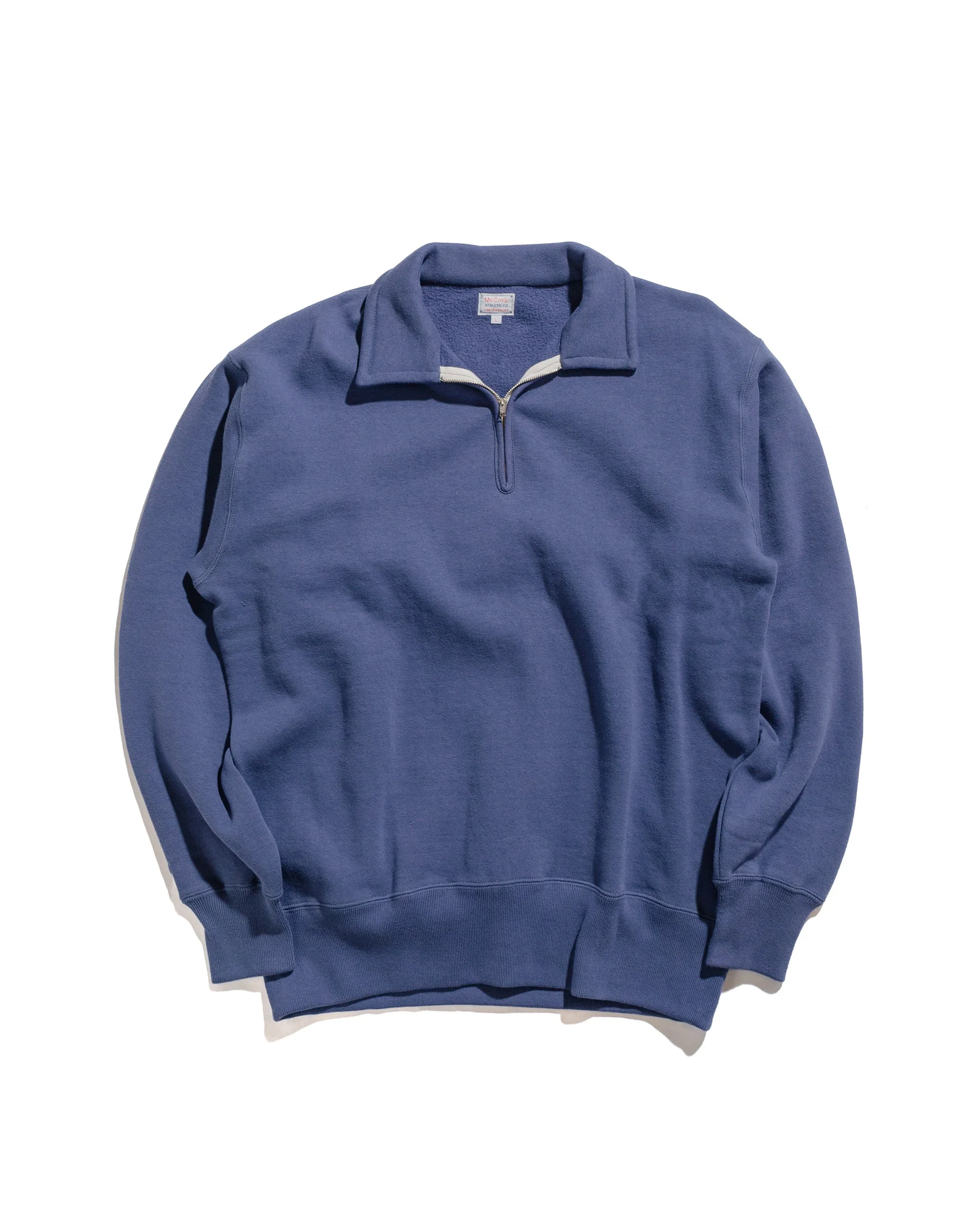 The Real McCoy’s MC24115 10 Oz. Loopwheel 1/4 Zip Sweatshirt MQ Navy - 1