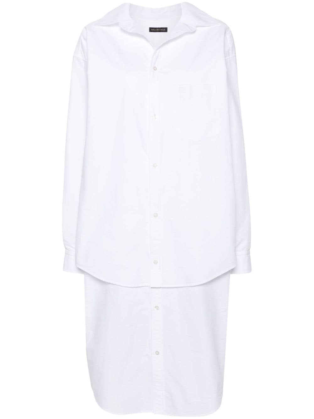 embroidered-logo layered shirt dress - 1