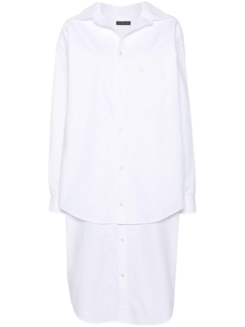embroidered-logo layered shirt dress 1