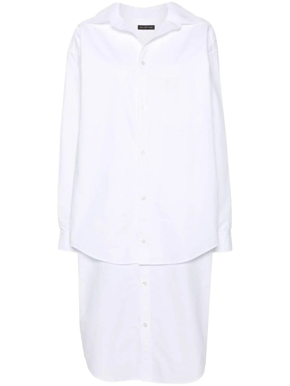 embroidered-logo layered shirt dress - 1