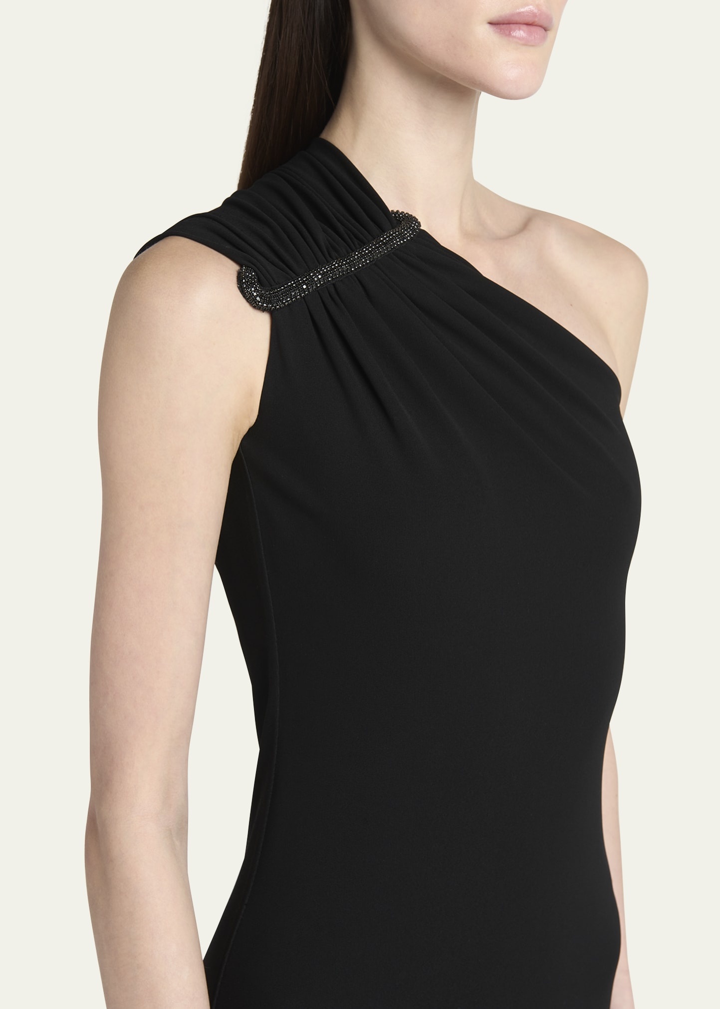 Strass Ruched One-Shoulder Dress - 5