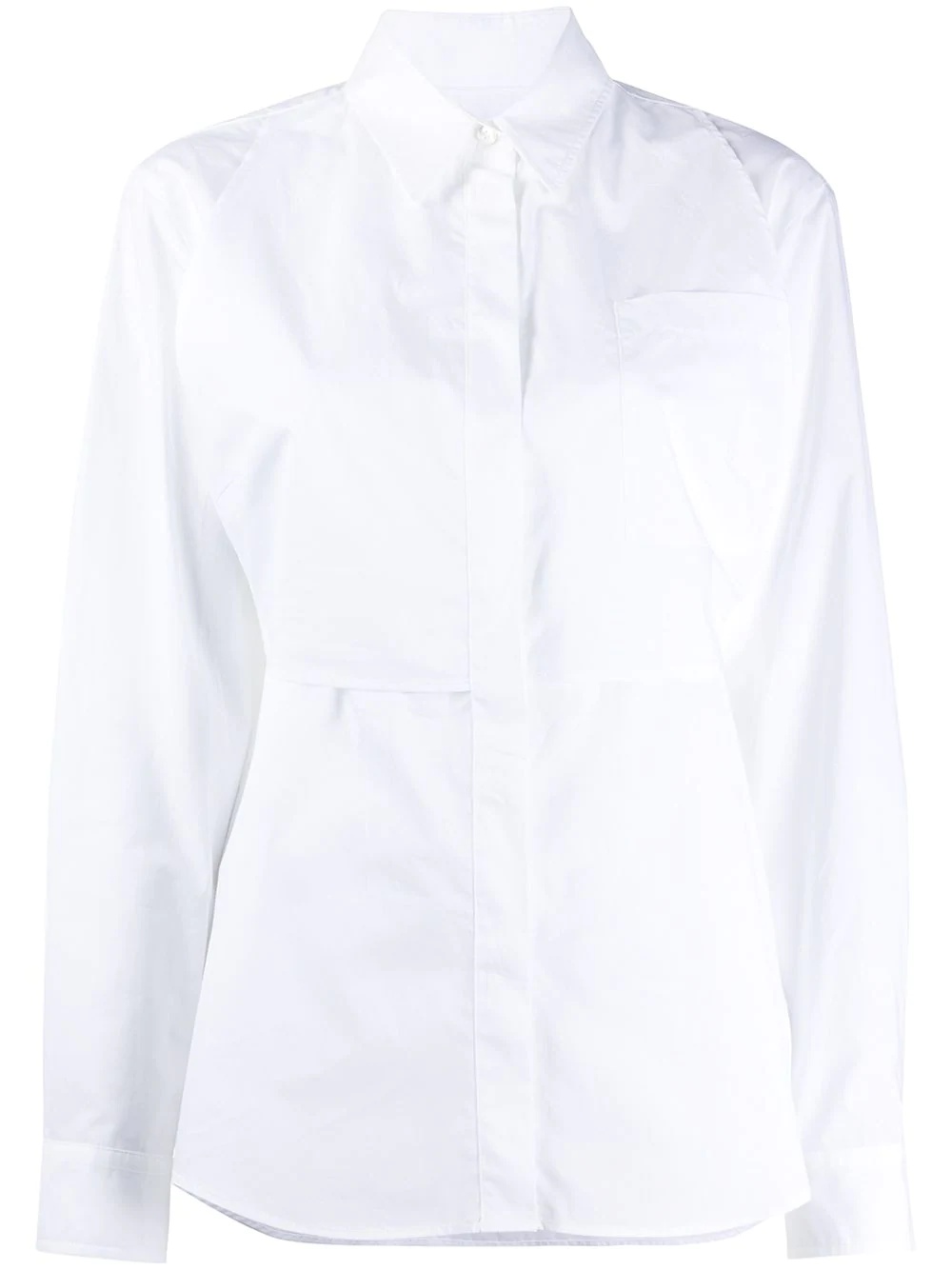 back tie fastening buttoned shirt - 1