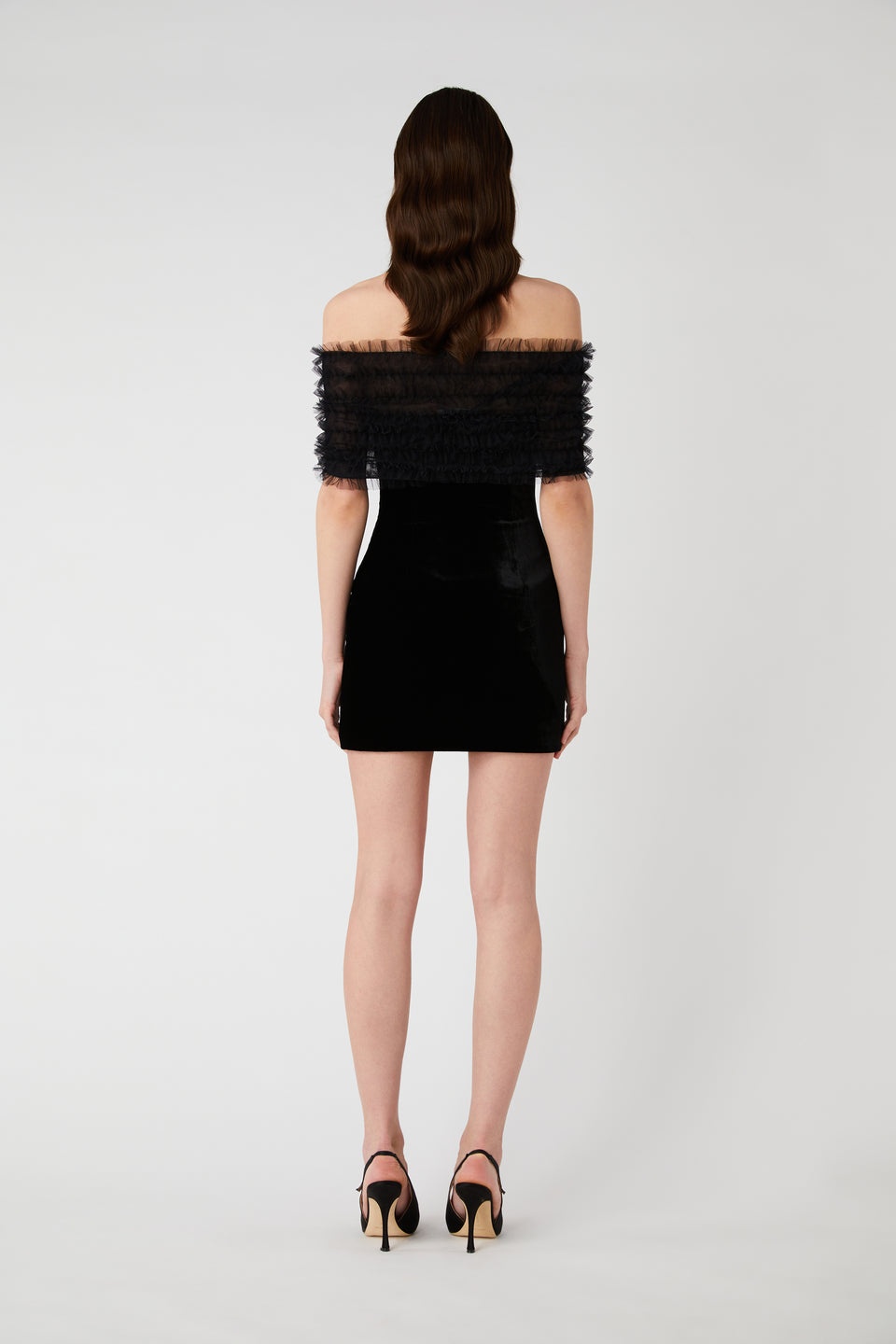 【関税込み】ALESSANDRA RICH VELVET OFF THE SHOULDER DRESS Alessandra Rich off-shoulder Velvet Mini Dress | Black