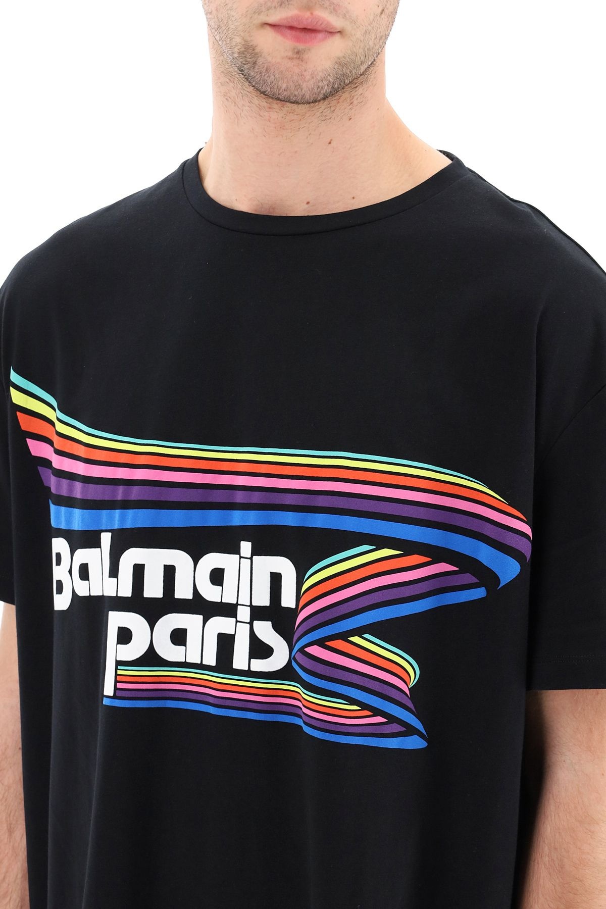 MULTICOLOR FLOCK RUBBER LOGO PRINT T-SHIRT - 5